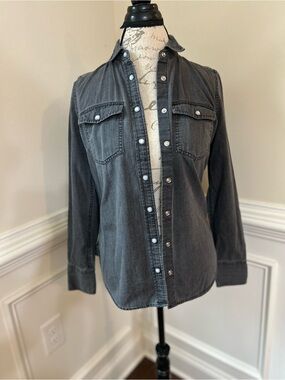 J. Crew Washed Charcoal Snap-Front Western Shirt